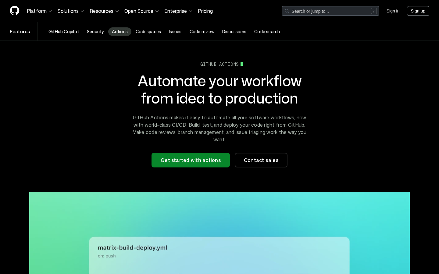 GitHub Actions功能頁